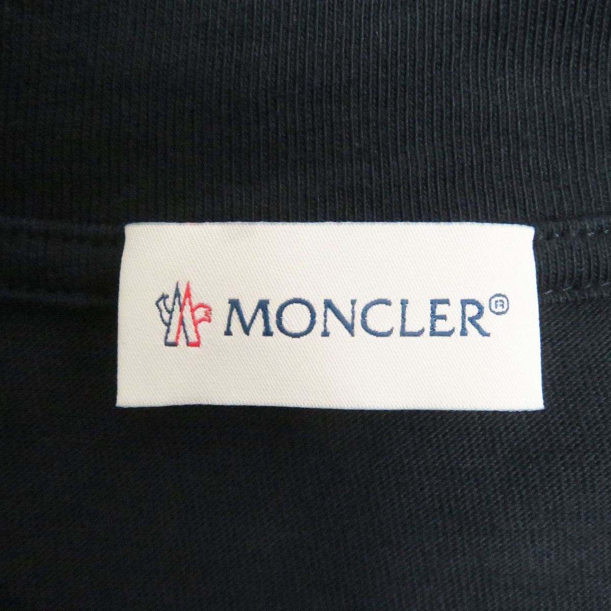 美品□22SS MONCLER/モンクレール SS T-SHIRT ロゴプリント/ワッペン コットン100％ 半袖Tシャツ/カットソー ネイビー M  正規品 メンズ