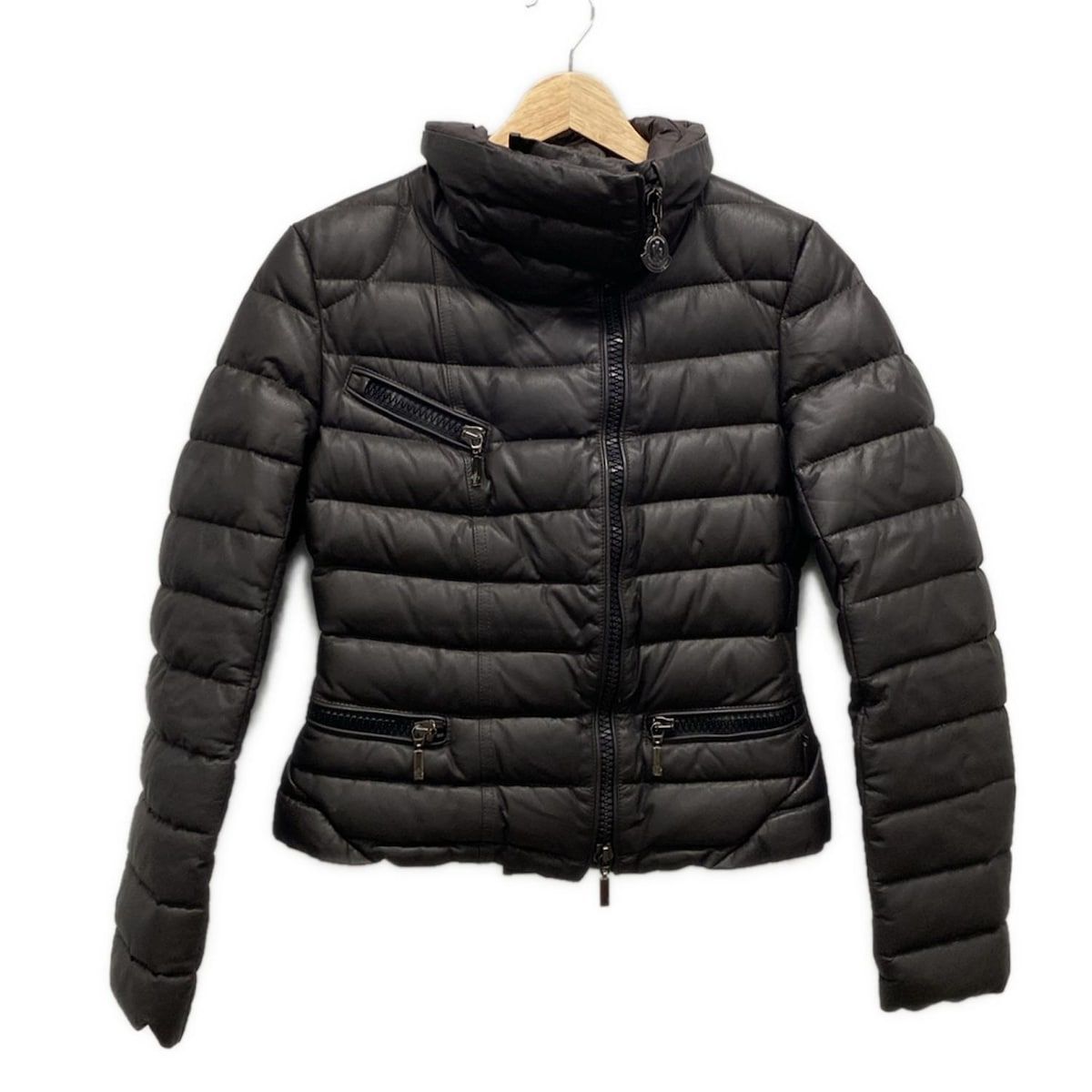 MONCLER モンクレール ダウンジャケット サイズ0 XS レディース - 黒 長袖|レザー|冬