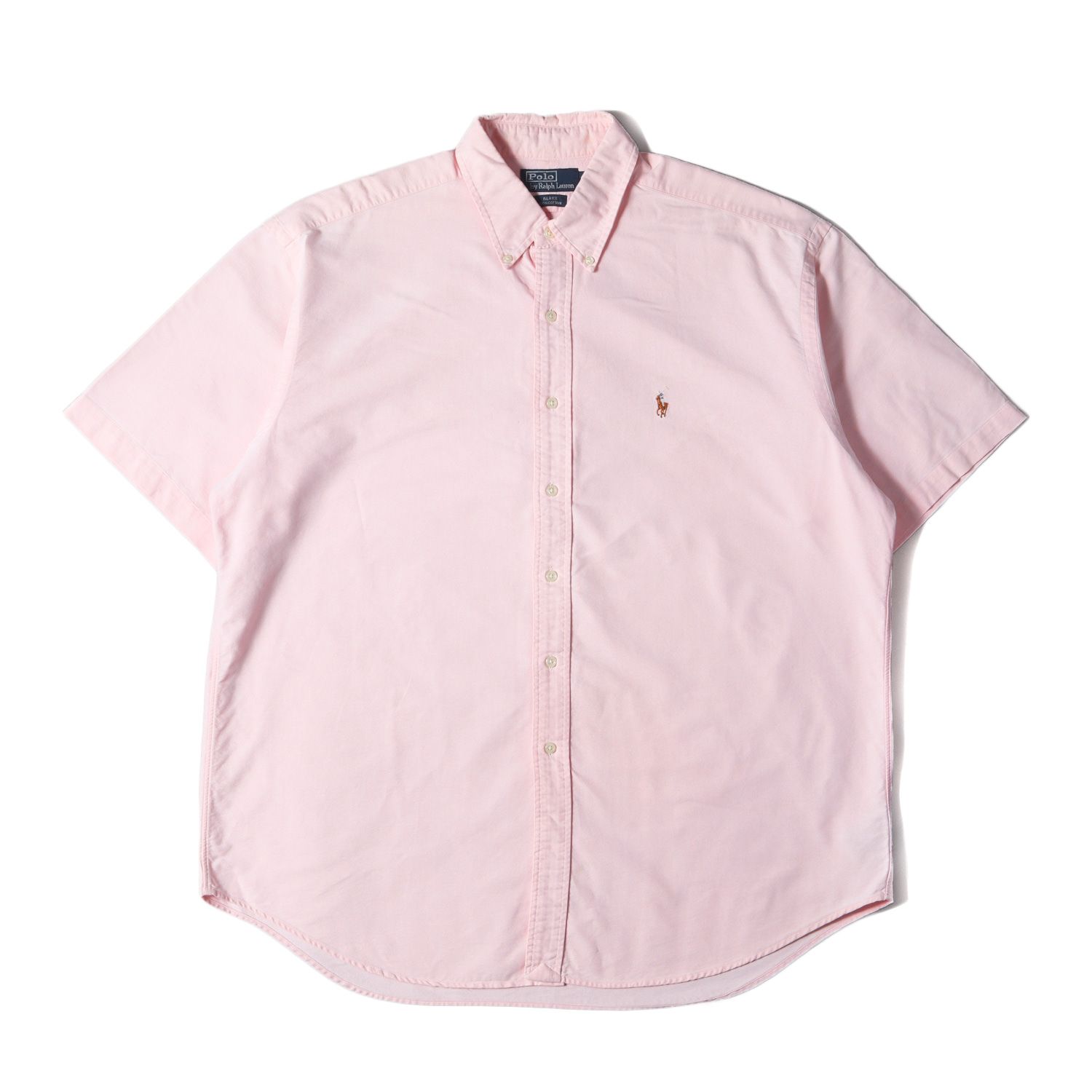 POLO Ralph Lauren ポロ ラルフローレン シャツ サイズ:XL 90s ポニー刺繍 ボタンダウン 半袖シャツ BLAKE B.D ワンポイント オーバーサイズ 90年代 ピンク トップス カジュアルシャツ【メンズ】