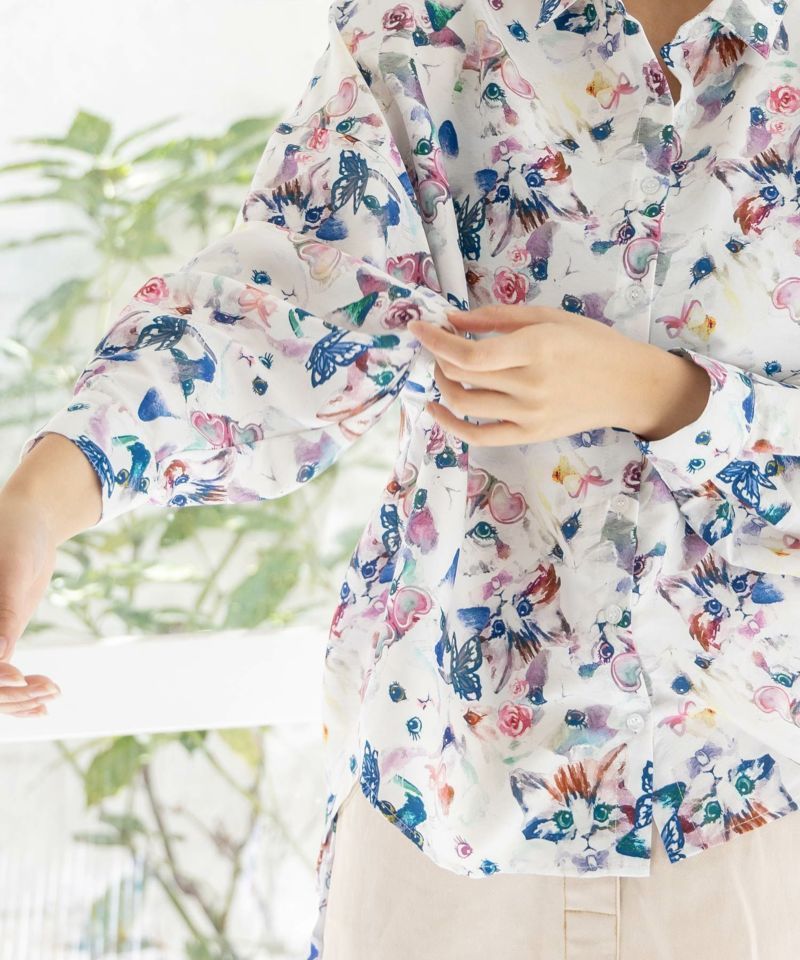 スカラー151604：蝶ネコ総柄チュニックシャツ - メルカリ