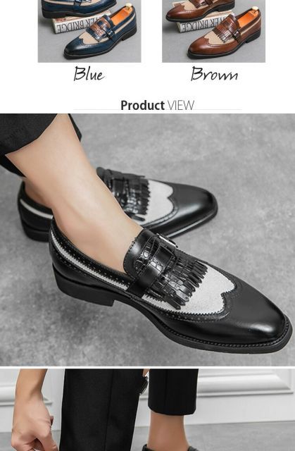 種類6：ブラック/26.5cm ローファー メンズ レザー フリンジローファー