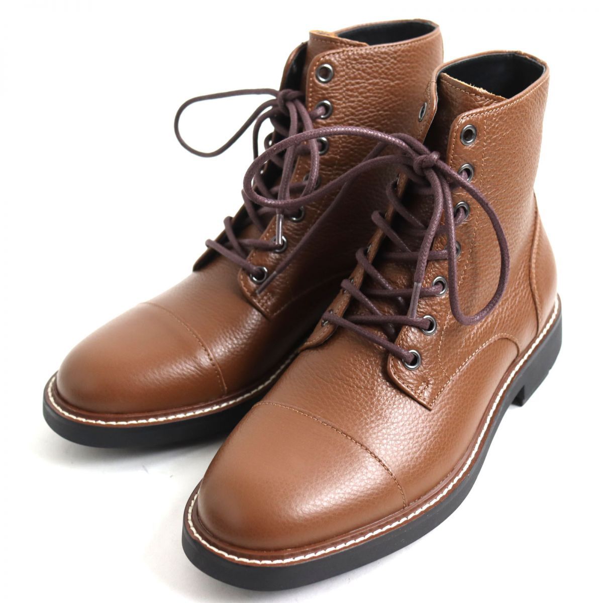 未使用品◆COACH コーチ LUG CAP TOE BOOT FG2989 レザー レースアップブーツ/ロングブーツ ブラウン 24.5cm メンズ  箱付き