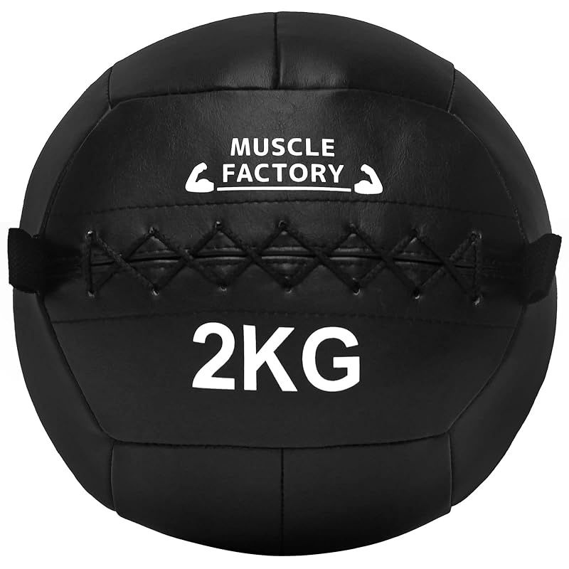 MUSCLE FACTORY メディシンボール 2kg ソフト トレーニング ボール ウエイトボール 体幹 筋トレ 陸上 球技 フィットネス 筋トレ器具 (ブラック) 1