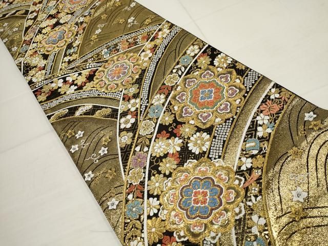 着物屋こころ 太鼓柄袋帯 中国三大刺繍 汕頭刺繍 スワトウ刺繍 向かい鳳凰