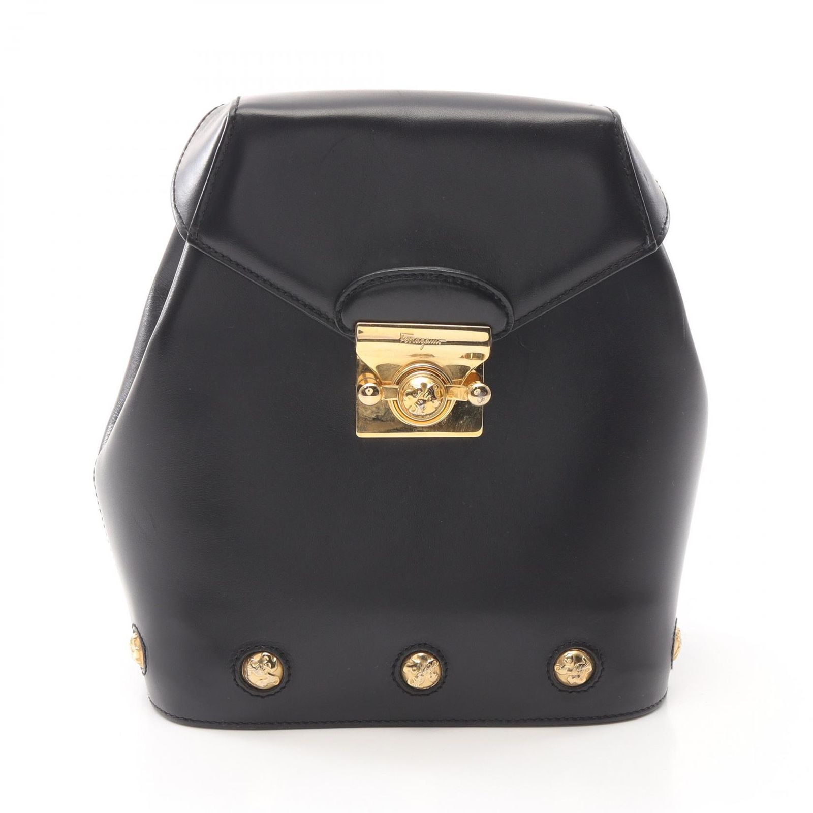 サルヴァトーレフェラガモ Salvatore Ferragamo リュックサック バックパック ヒールモチーフ 21 5207 ブラック レザー バックパック レディース Used B