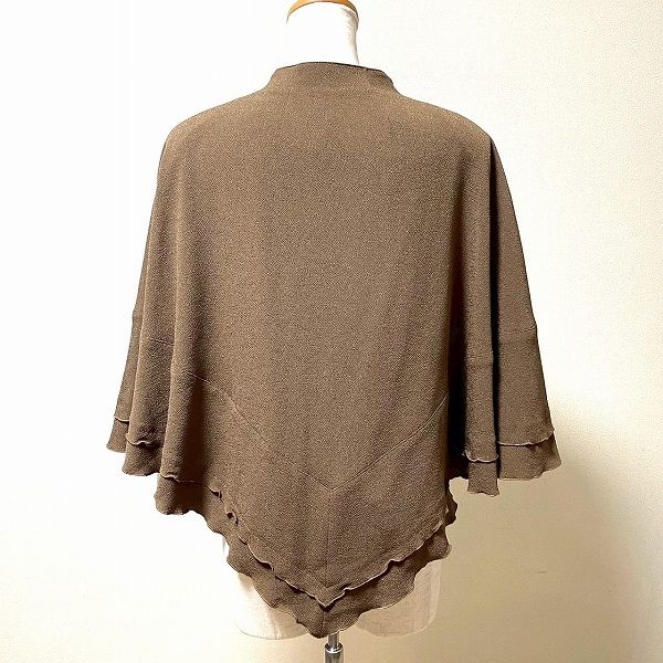 anc シセンドウ ヒトシタムラ 詩仙堂 HITOSHI TAMURA カットソー 茶 ちりめん ポンチョ風 フリル レディース 967331