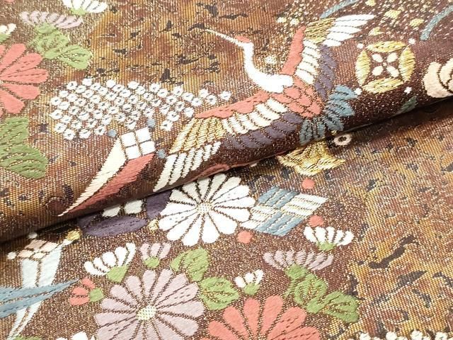 平和屋着物○六通柄袋帯 唐織 宝尽くし花筏 金糸 正絹 逸品 DAAV9397ob