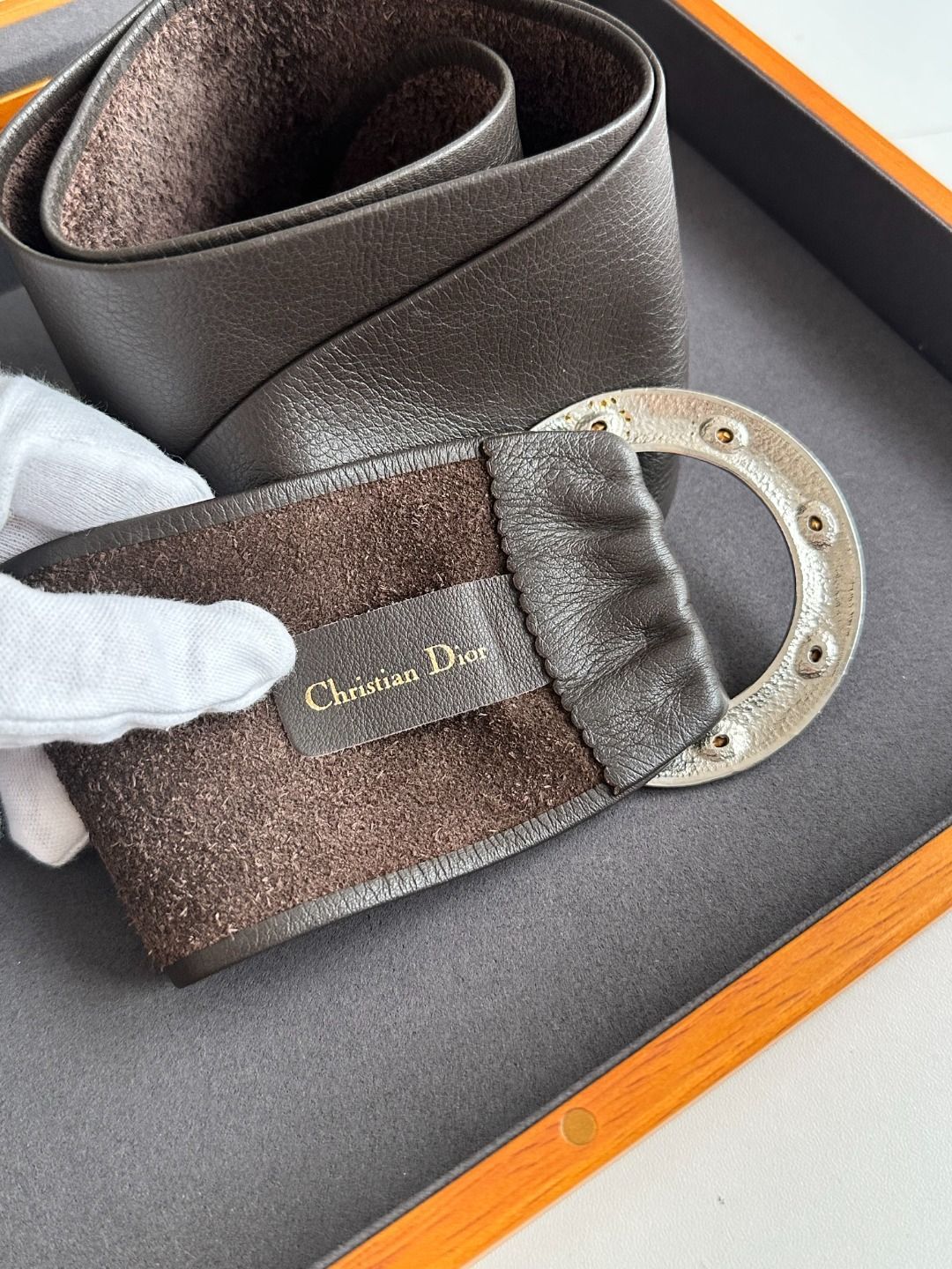 【美品】ChristianDior ディオール レザーベルト ボルドー系 美品】ChristianDior ディオール レザーベルト ボルドー系 美品