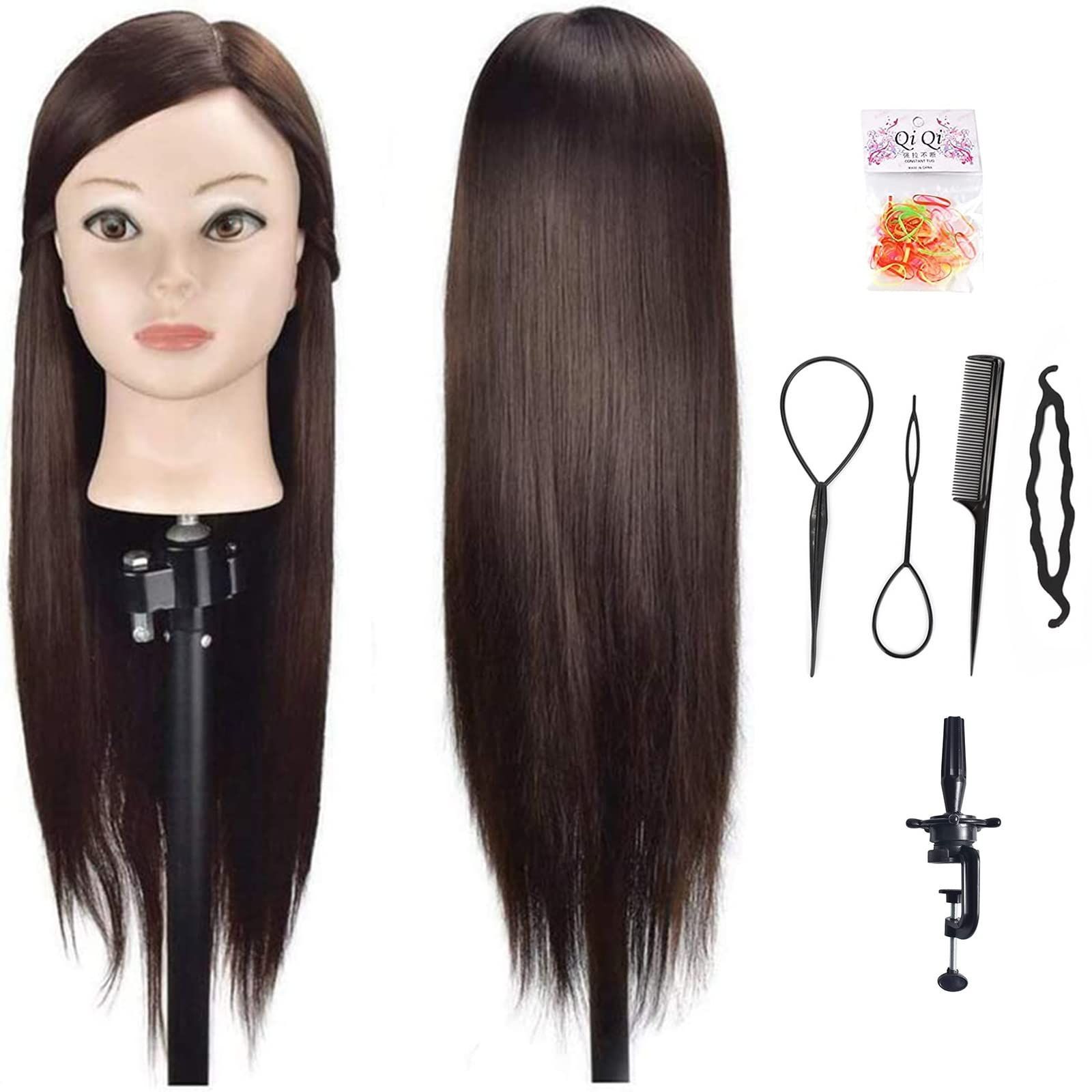 【大安売り】Ba Sha 練習用 編み込み練習用 ウィッグマネキンヘッド ヘアアクセサリーセット 美容室サロン 100%合成髪 YH0204