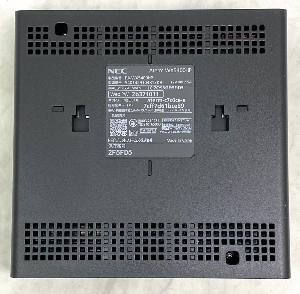 極美品】 NEC Wi-Fi PA-WX5400HP 無線LANルータ dual_band Aterm A0611 0729ML003  0120240723102077 - メルカリ