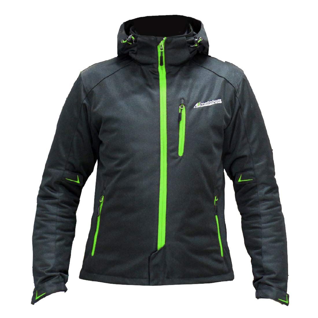 モトベース MOTO BASE 春夏モデル バイク用プロテクト ジャケット クールライドメッシュパーカー MBMJ-03 ブラック グリーン LL