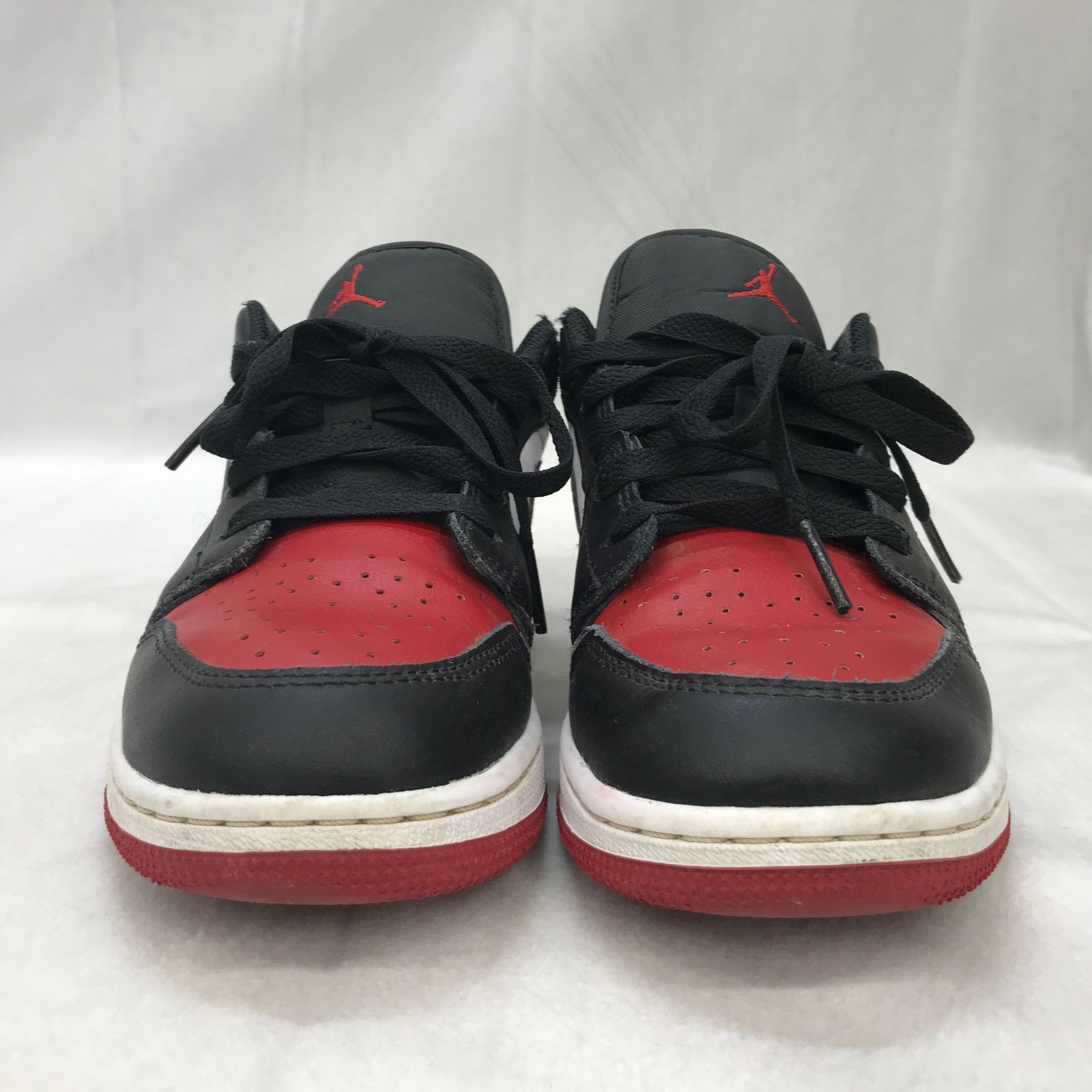 使用感あり NIKE GS Air Jordan 1 Low 553560-161 Bred Toe/ブレッド 