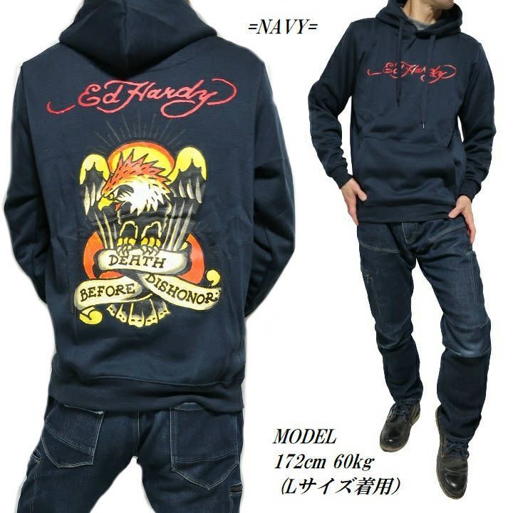 エドハーディー ed hardy パーカー/プルオーバー エド・ハーディー メンズ 薄手 イーグル ネイビー 正規ライセンス M-XL - メルカリ