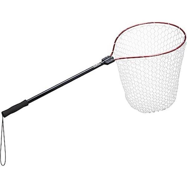 19型/網の深さ45cm 【魚に優しいラバーネット/軽量・丈夫なアルミシャフト】フィッシングネット プロックス(PROX) ラバーランディングネット15型・19型 ネットカラー:ピンク/クリア (サイズ:15