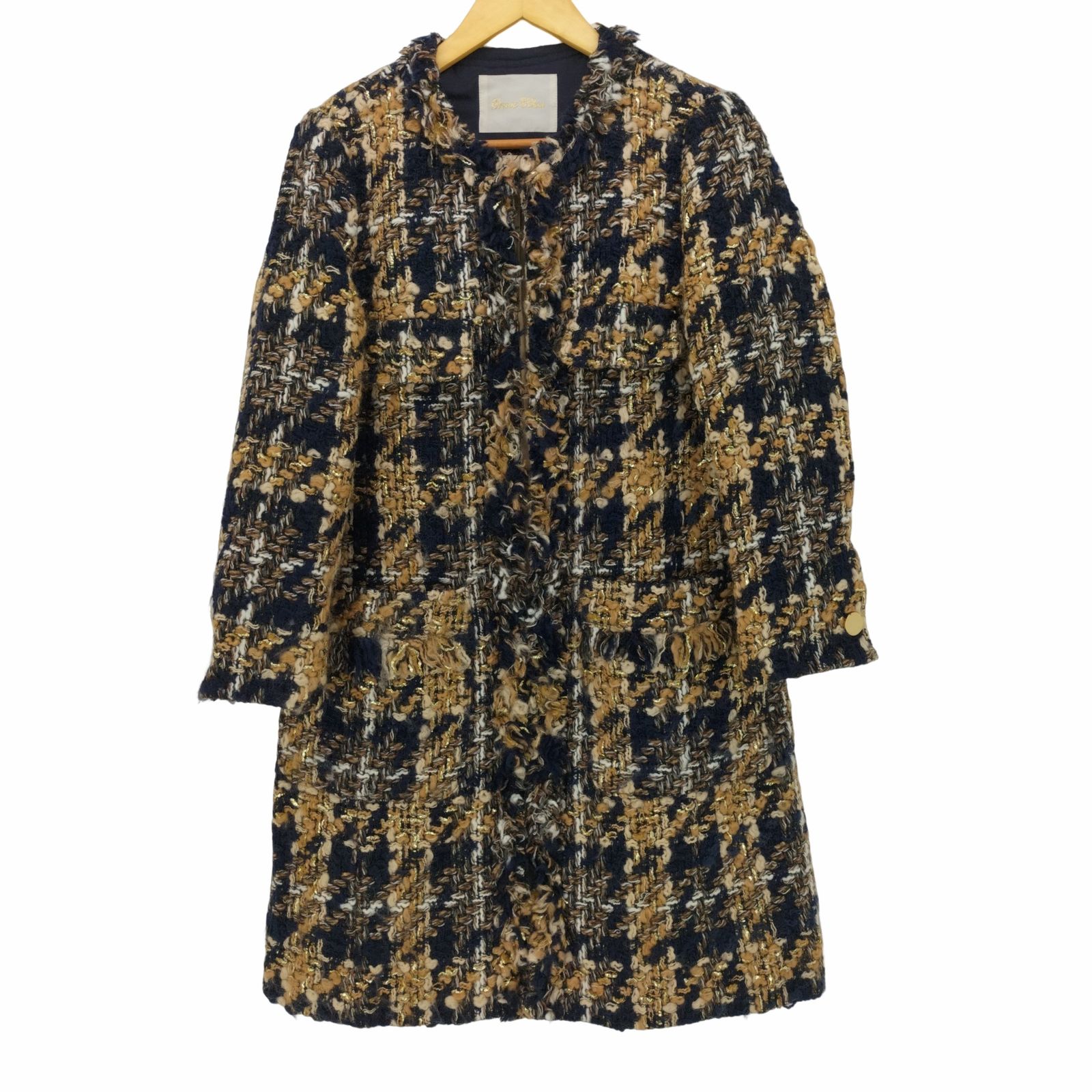 GERARD DAREL ツィードロングコート 36