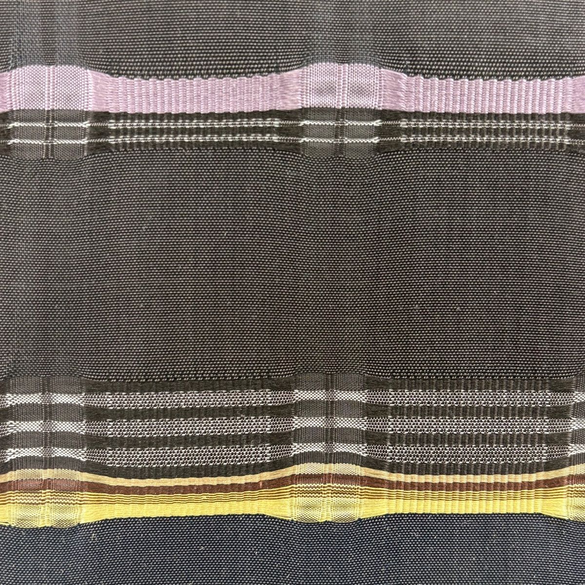 名古屋帯 藤山千春 落款 証紙 草木染 吉野間道 茶紫 正絹