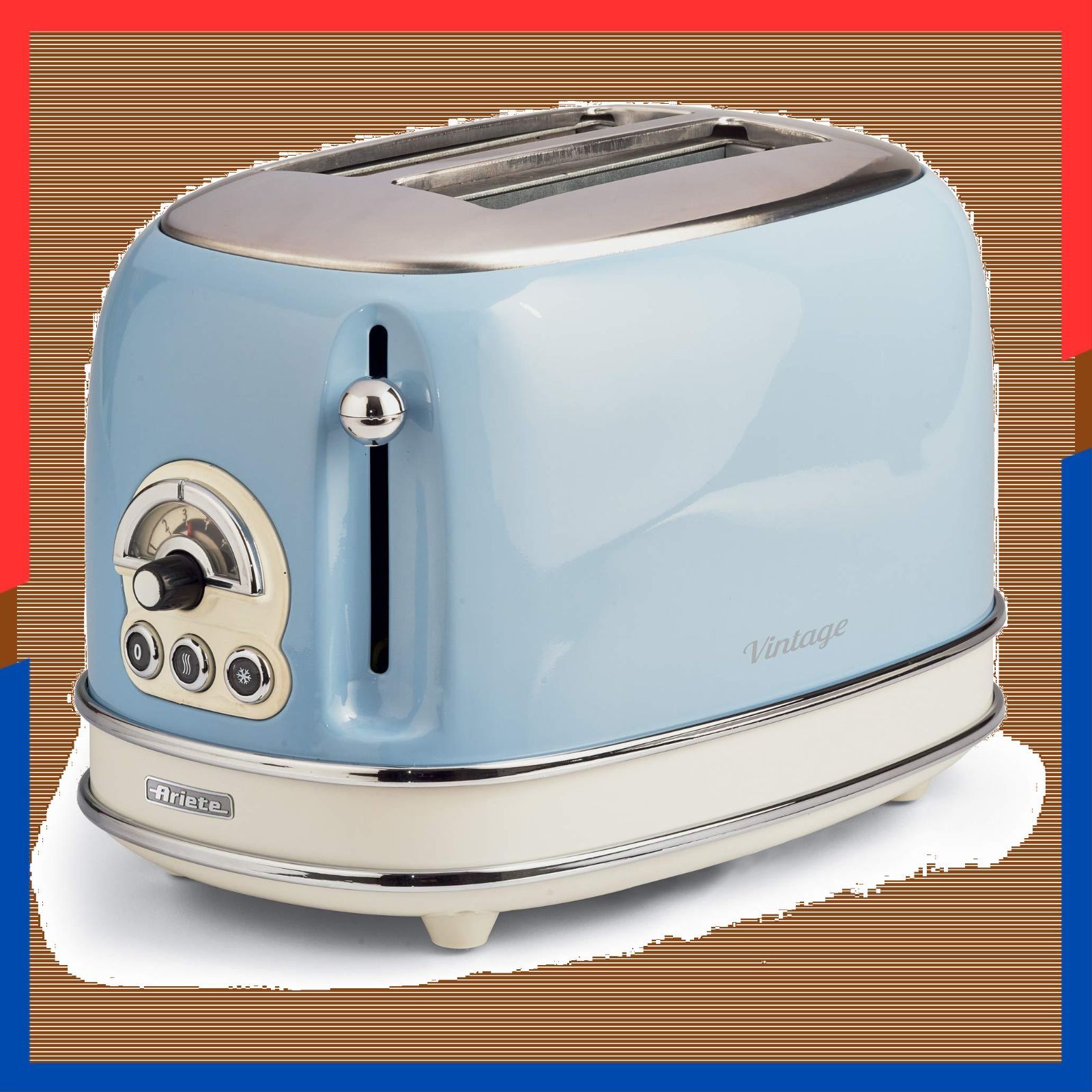 155BL ブルー イタリアデザイン 冷凍パン パンくずトレイ付き 750W ポップアップトースター アリエテ