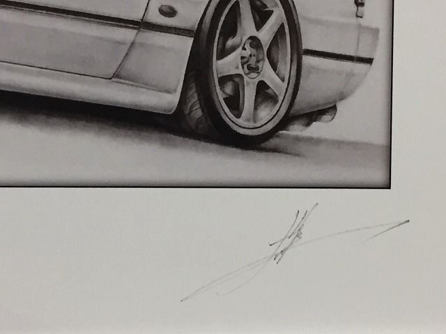 クラシックカー 油彩画 サインあり TOYOTA シルビア S13【鉛筆画】名車 旧車 オールドカー