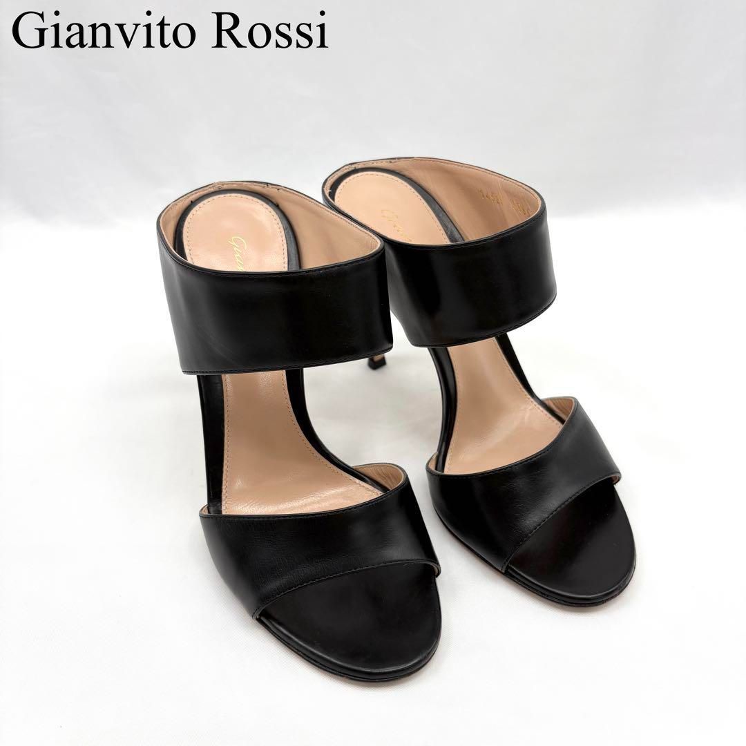 Gianvito Rossi ジャンヴィットロッシ アンクル ストラップ レザー サンダル ブラック
