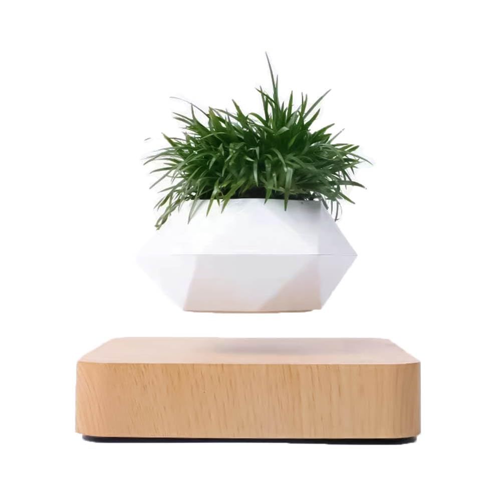 FGY 宙に浮く盆栽 プランター 観葉植物 磁気浮上 鉢植え 装飾 ウッド 木目 浮く インテリア (オーク) [オーク]