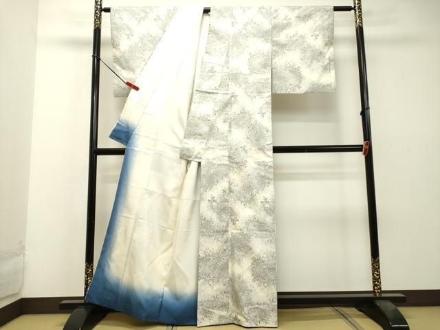 平和屋着物○本場大島紬 白大島 9マルキ 草葉文 正絹 逸品 DAAS2346tw  