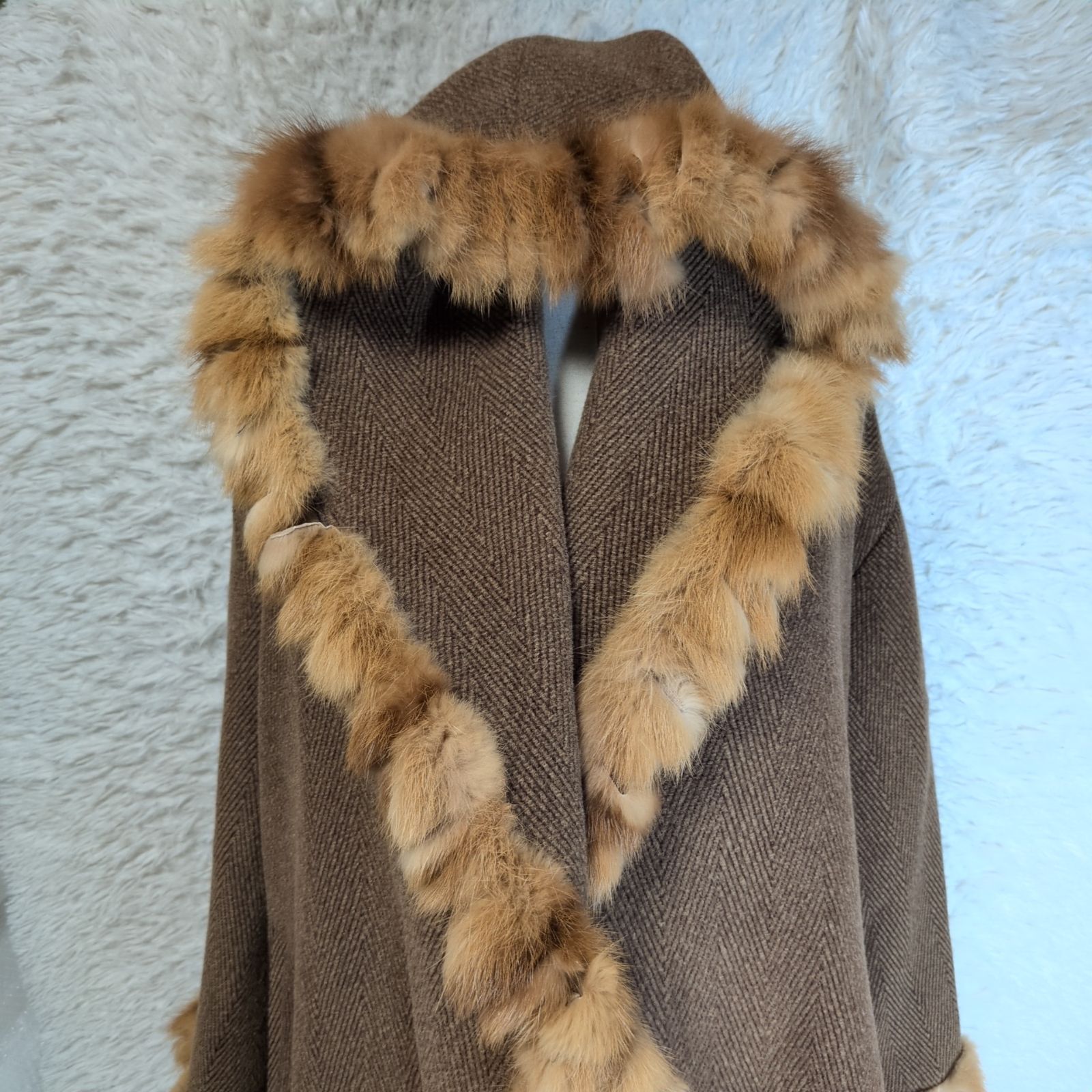 フェンディ FENDI ヴィンテージ リアルファーポンチョ風 ケープ コート ブラウン 毛皮 38 イタリア製 ヴィンテージ ビンテージ フード フーディ オーバーサイズ