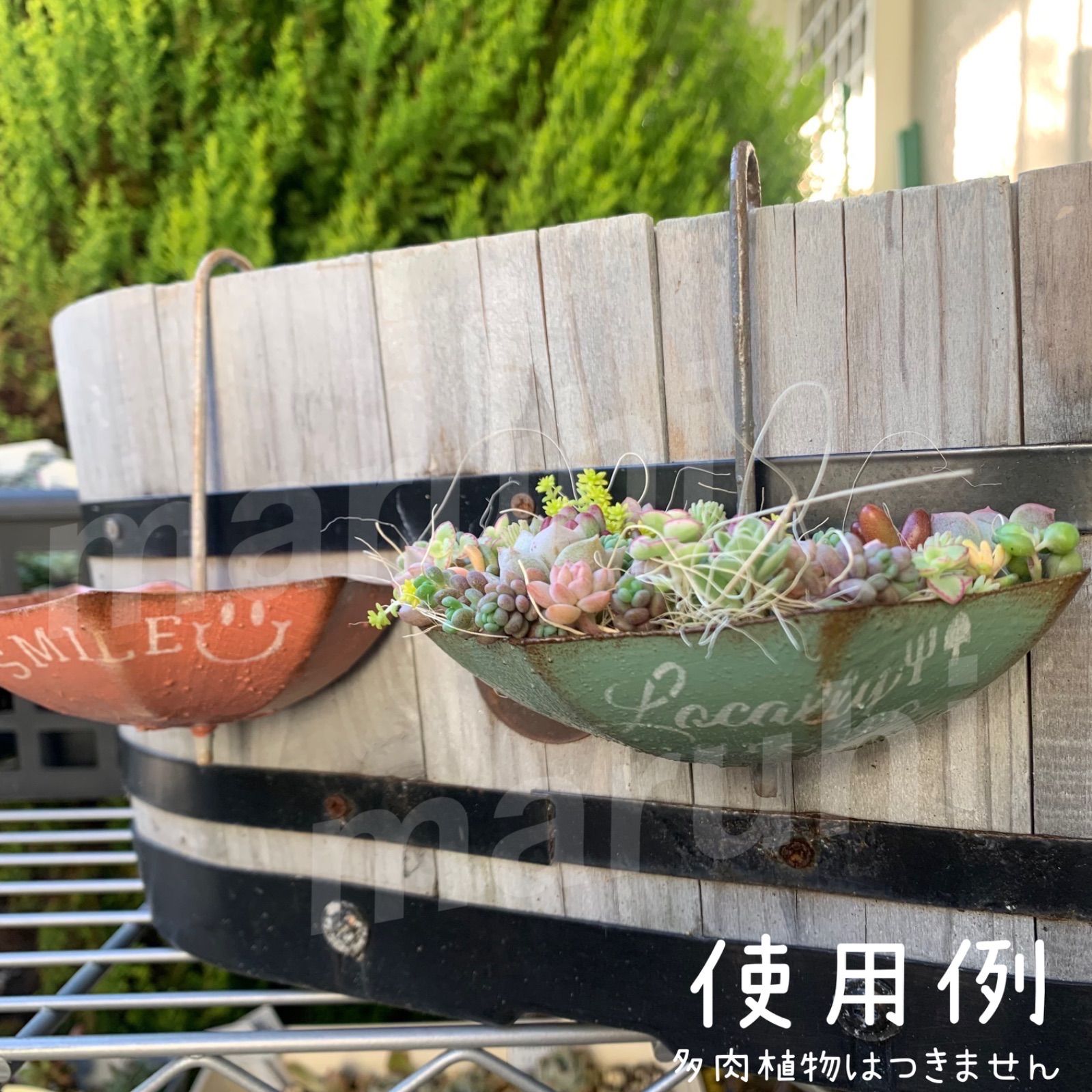 ❗️ナチュラルウッド 円筒形プランターカバー モザイク XL