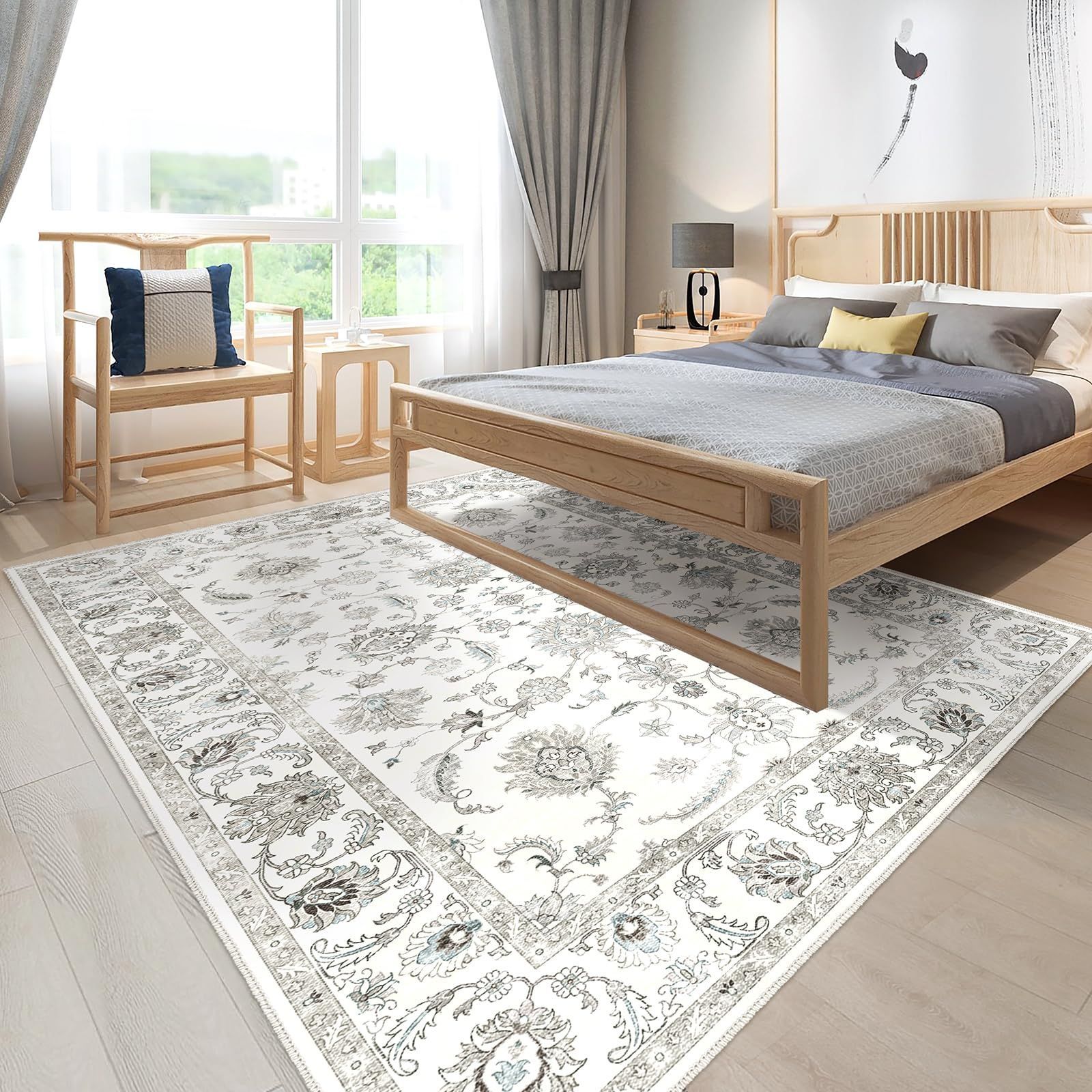 折りたたみ 薄手 洗える ソファサイド ベッドの足元 寝室用 ダイニング リビング じゅうたん ウォッシャブル 滑り止め付 ペルシャ柄 洗濯機で丸洗い 敷きマット 230 160 ラグマット SONGLET MARWIL-DEMENAGEMENTS_CH