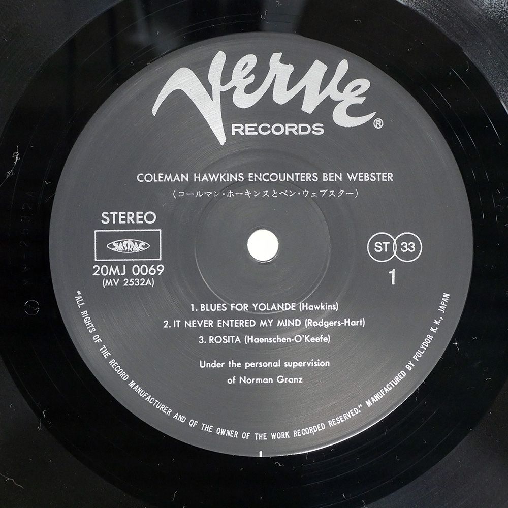 国内盤 COLEMAN HAWKINS/ENCOUNTERS BEN WEBST/VERVE 20MJ0069