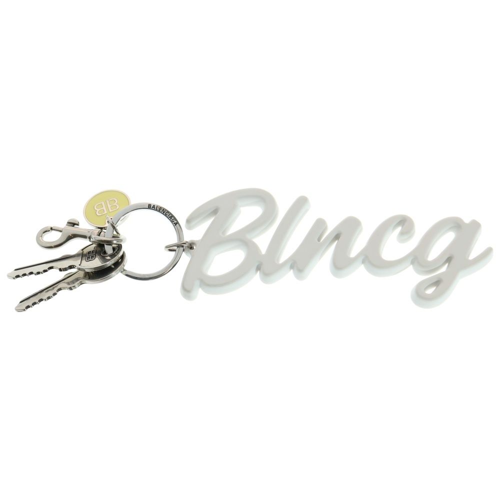 BALENCIAGA バレンシアガ ロゴバッグチャーム キーチェーン 828995 2ABSW ホワイト