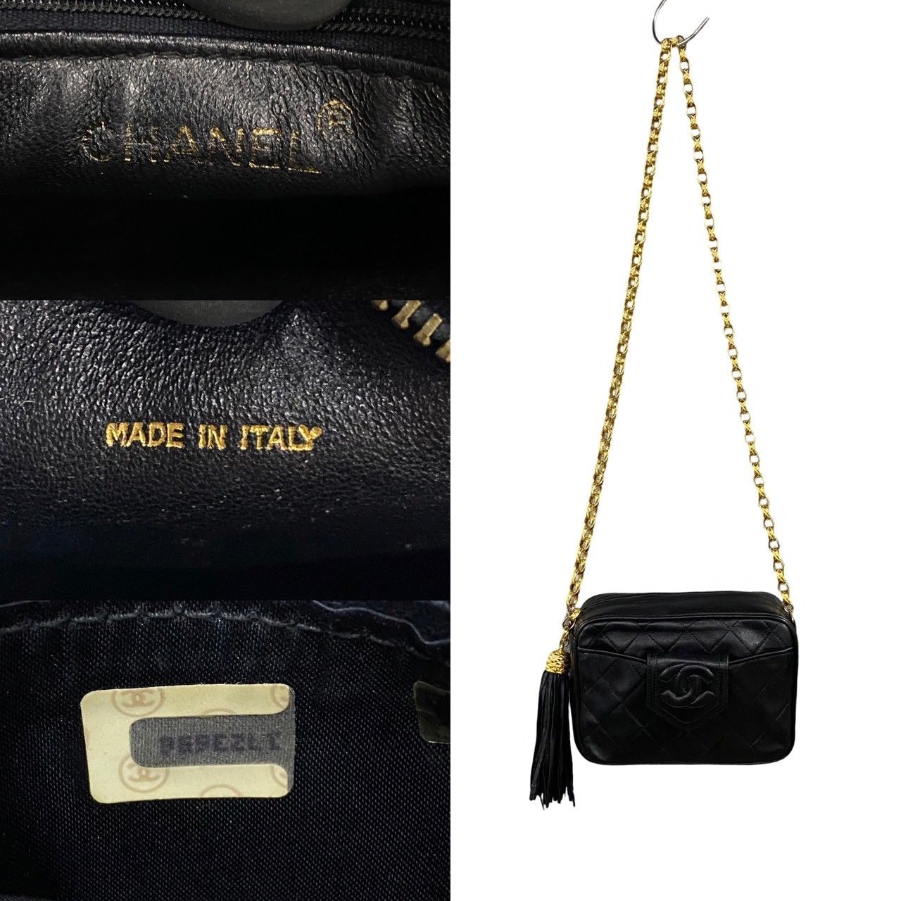 極 美品 箱 袋付き シール有 1番台 CHANEL シャネル マトラッセ ラムスキン レザー フリンジ チェーン ショルダーバッグ ブラック  45839 - メルカリ