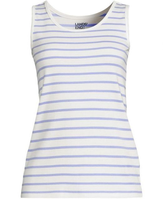 売れ筋商品|||ランズエンド カットソー トップス レディース Women's Slub Top Periwinkle/white stripes 送料無料】 ランズエンド レディース シャツ トップス Plus Size