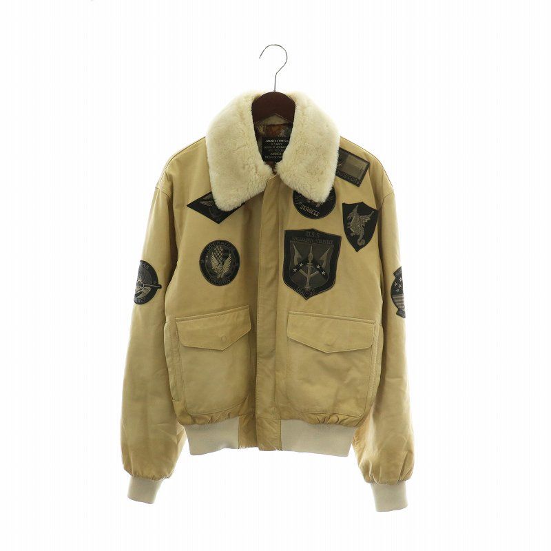 AVIREX ラムレザージャケット ワッペン G-1フライトジャケット ブルゾン