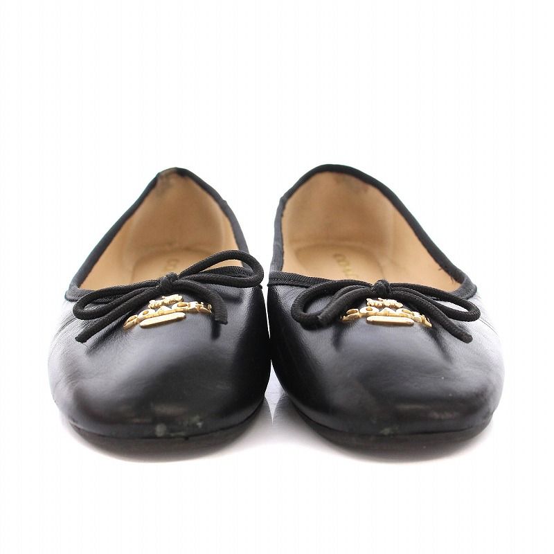【美品】COACH　コーチ　フラットシューズ　バレエシューズ　ブラック 中古・古着通販】COACH (コーチ) バレエシューズ ブラック