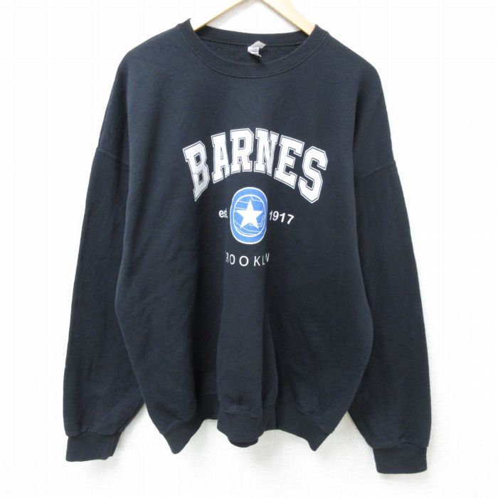 XL/古着 ジャージーズ 長袖 スウェット メンズ ブルックリン 大きいサイズ クルーネック 黒 ブラック 25mar01 中古 スエット トレーナー ト