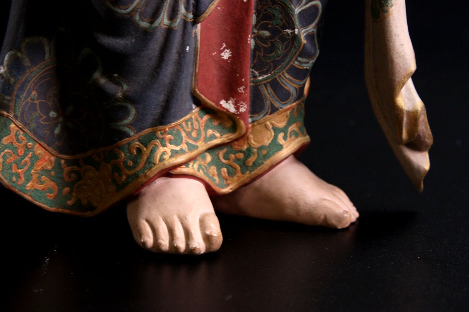 仏教美術 木彫彩色 楊柳観音菩薩立像 40cm 仏像唐物骨董 楾 R234