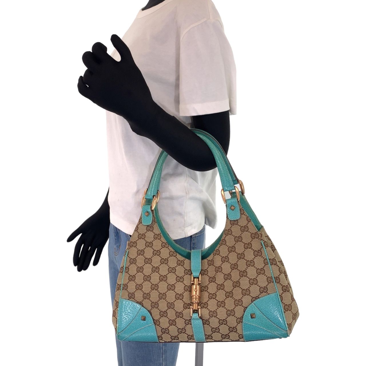 GUCCI グッチ ニュージャッキー GG柄 ライトブルー 水色 ベージュ GG  