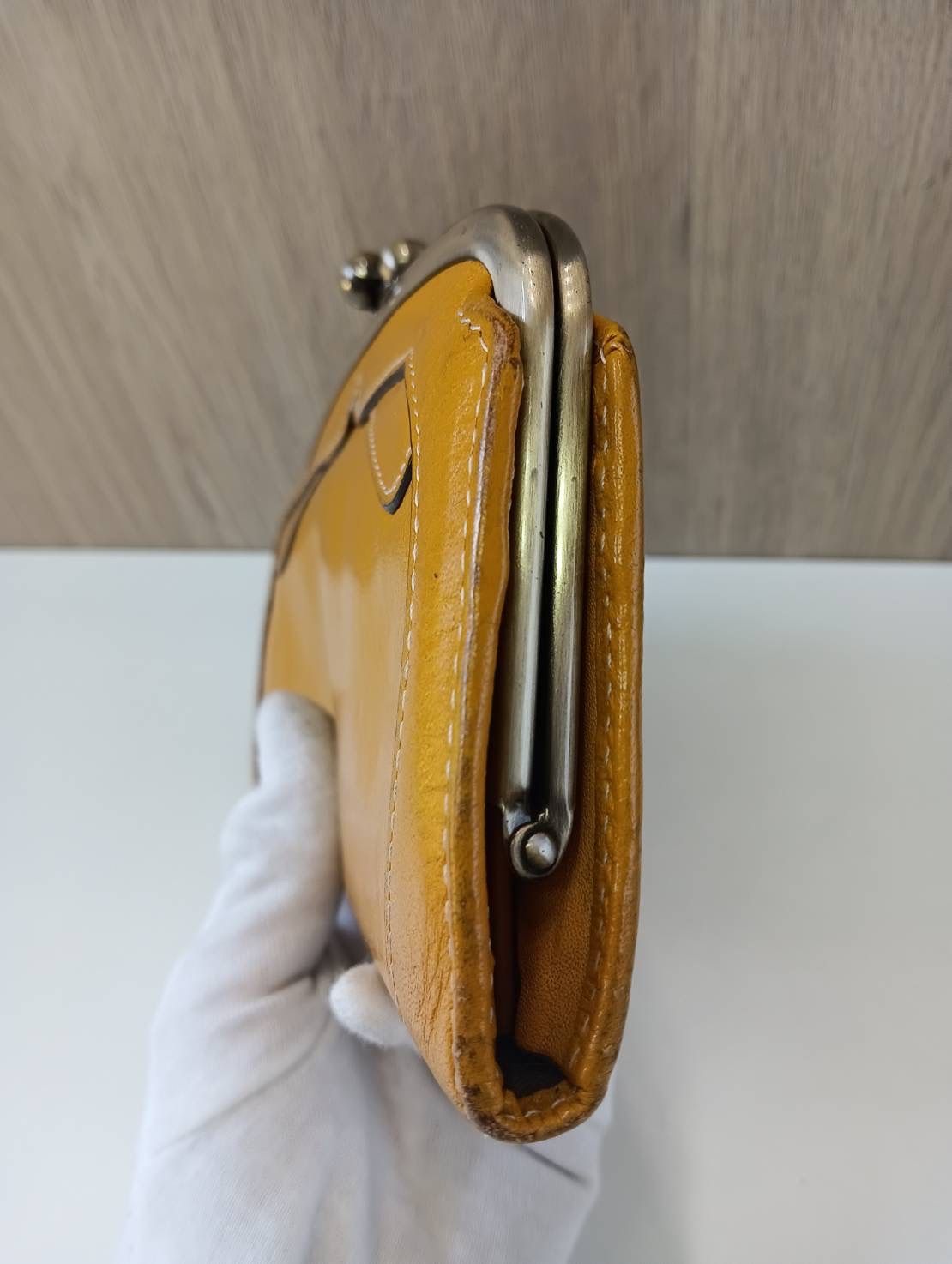 中古品】 Dakotaダコタ デイジー がま口 長財布 黄イエロー