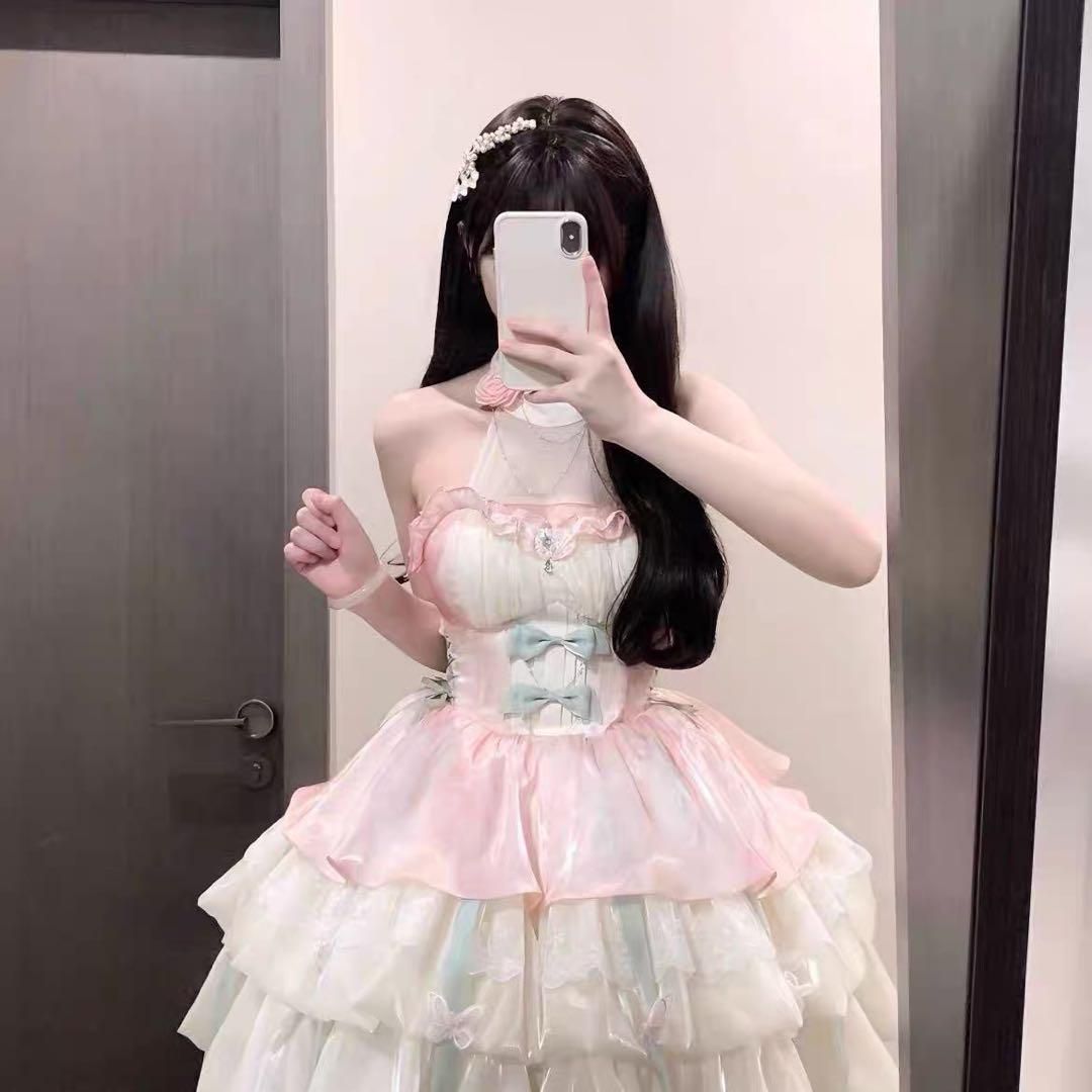 新品未使用大人気バタフライロリータワンピース お姫様風で女子 新品未使用大人気バタフライロリータワンピース お姫様風で女子