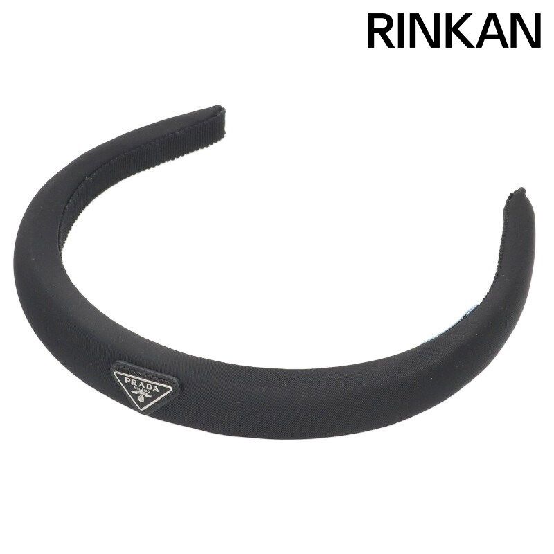 PRADA ロゴプレート カチューシャ プラダ 三角ロゴプレート ヘッドバンドカチューシャ レディース