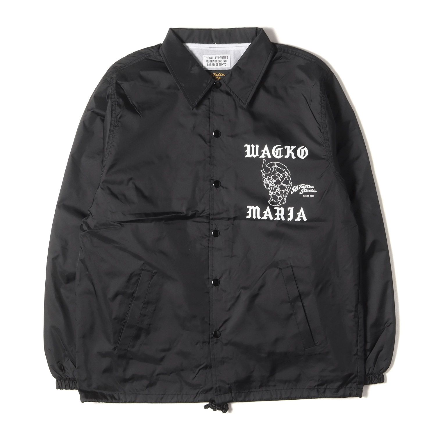 美品 WACKO MARIA ワコマリア ジャケット サイズ:M 24SS 56 TATTOO STUDIO 鬼スカル コーチジャケット (COACH JACKET) ブラック 黒 アウター ブルゾン 上着【メンズ】