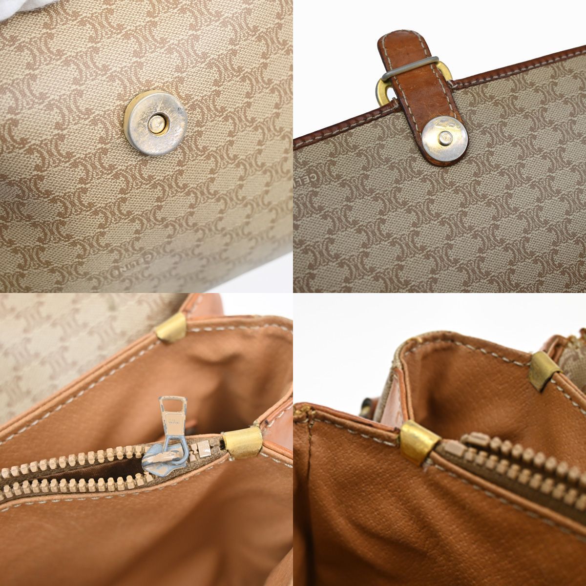 CELINE セリーヌ ショルダーバッグ マカダム柄 ブラウン レザー