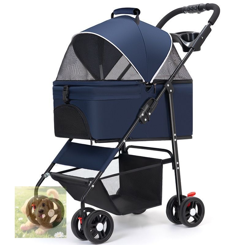  お色選択可 ペットカート 折りたたみ軽量 ペット4輪ホルダー収納耐荷重15 kg中型犬小型犬介護用 散歩用 犬 猫 カート シニア犬グリーン お散歩グッズ お出かけ お散歩用品