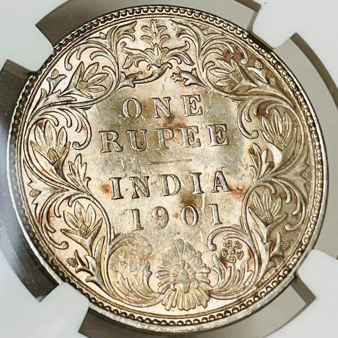 1901年 英領インド ヴィクトリア女王 ルピー銀貨 NGC MS62