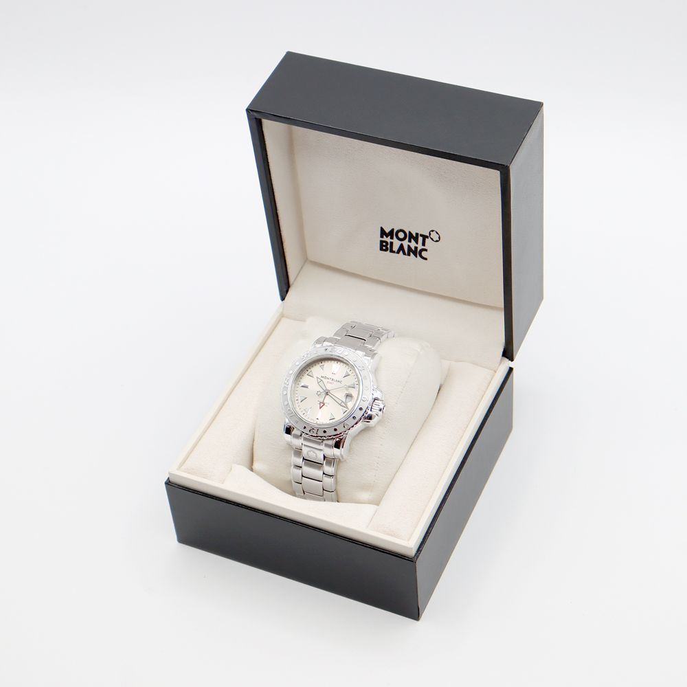 内部点検済 MONTBLANC モンブラン スポーツ GMT デイト 7104 シルバー