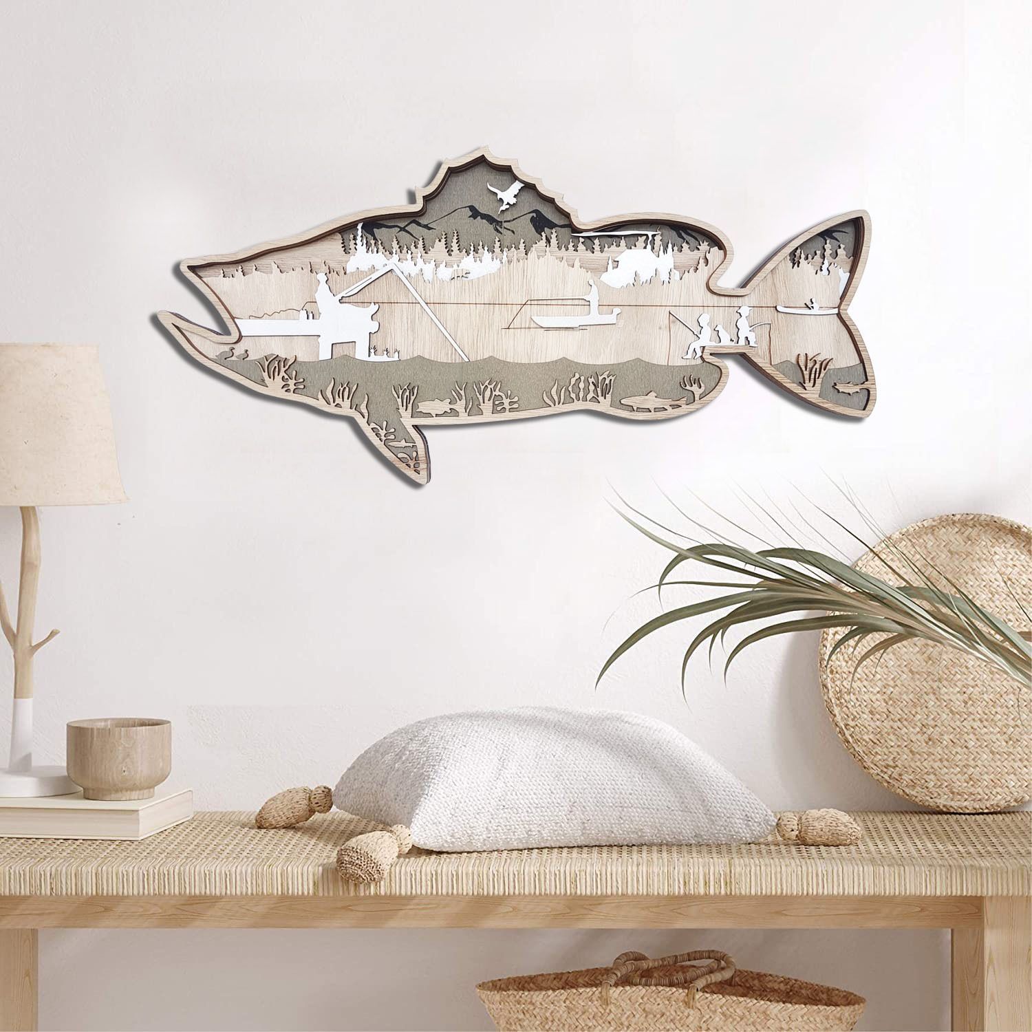 ☆鮭 壁掛け 魚 サケ 木製 立体感 インテリア フィッシング 飾り品