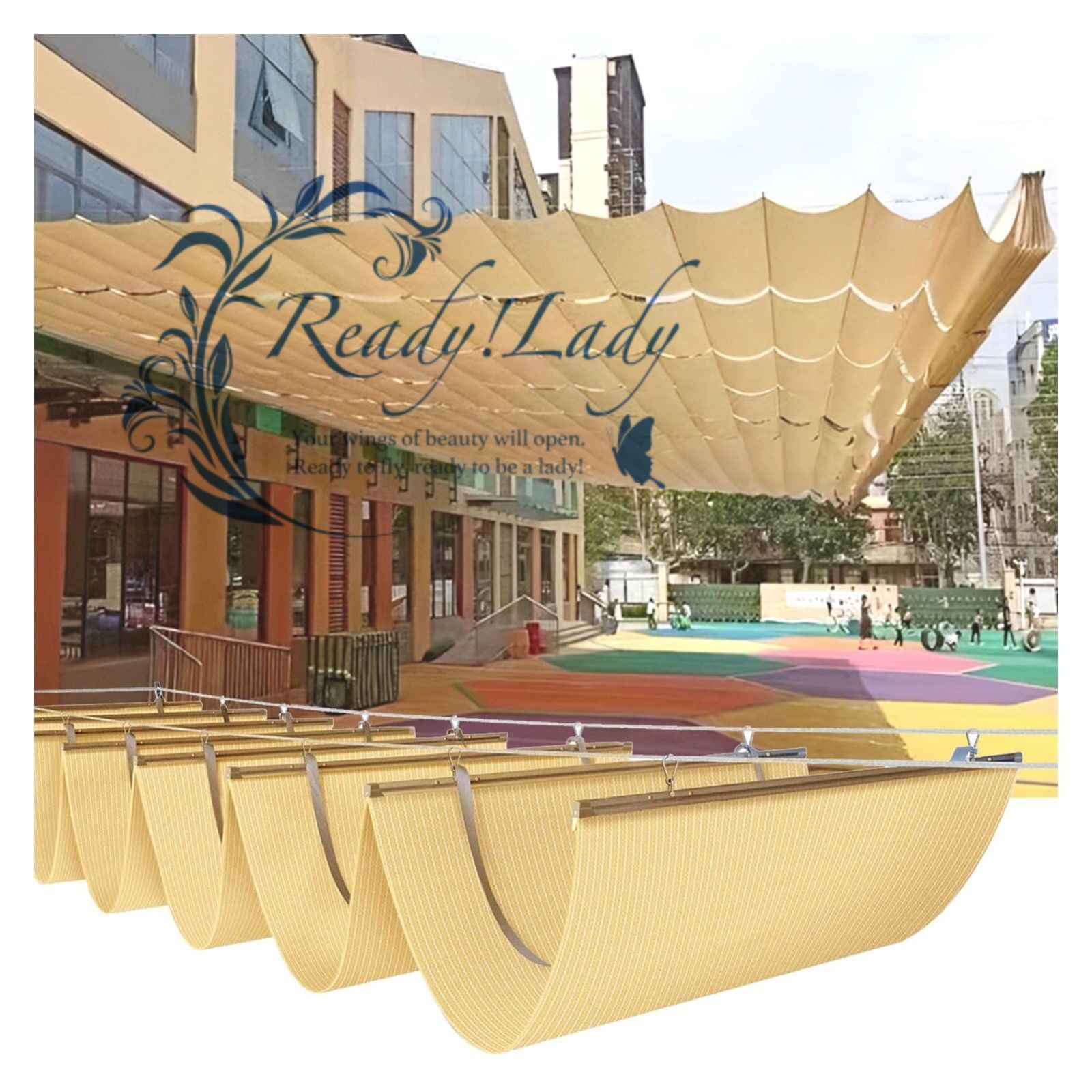 シェード付パーゴラ 専用替布 ベージュ ロープ開閉式 テラス ガゼボ