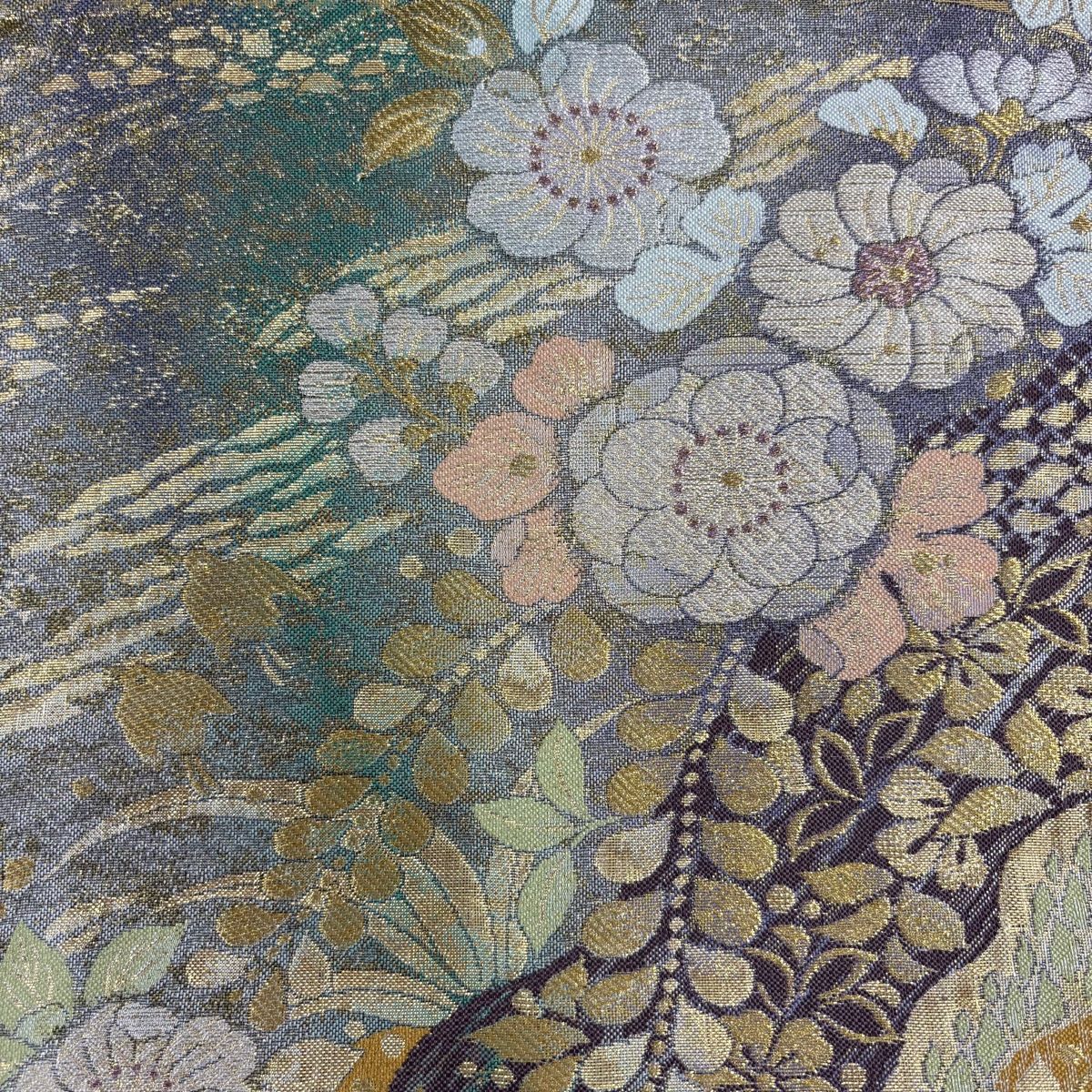 袋帯 秀品 桜 箔 金色 お太鼓柄 正絹 【中古】 袋帯 美品 秀品 やまと