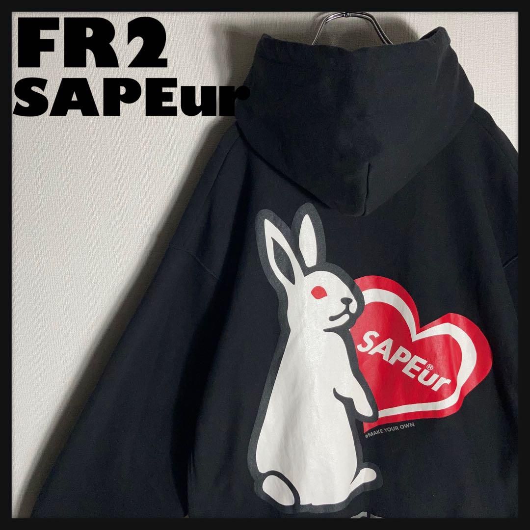 【美品 2XL】FR2 エレガンスサプール コラボ パーカー 黒 赤 美品 2XL】FR2 エレガンスサプール コラボ パーカー 黒 赤