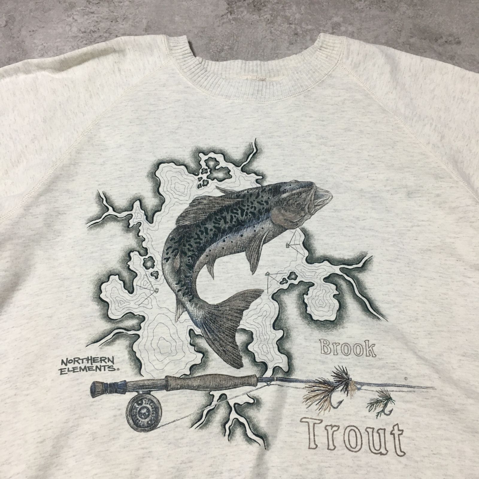 90S NORTHERN ELEMENTS Trout Printed Sweatshirt ノーザンエレメント 